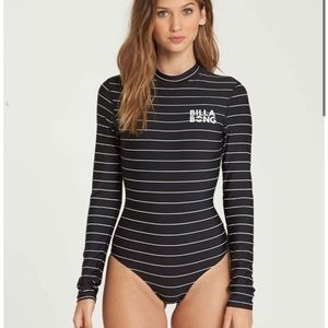 NWT Billabong striped bodysuit rash guard